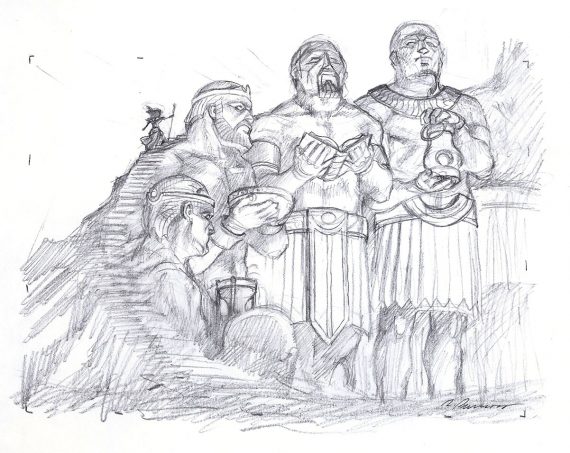 Ancestral Recall Original Magic: The Gathering Art (Set of 3 Prelim Sketches)