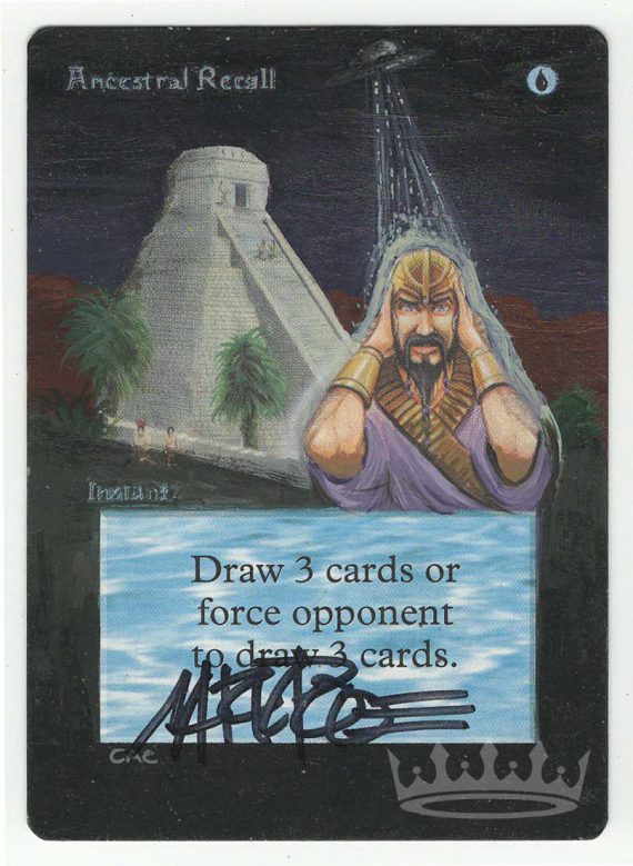 Ancestral Recall (Unlimited, altered, signed)