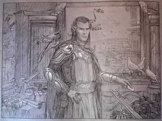 Edric, Spymaster of Trest Original Magic: The Gathering Art (Prelim Sketch)