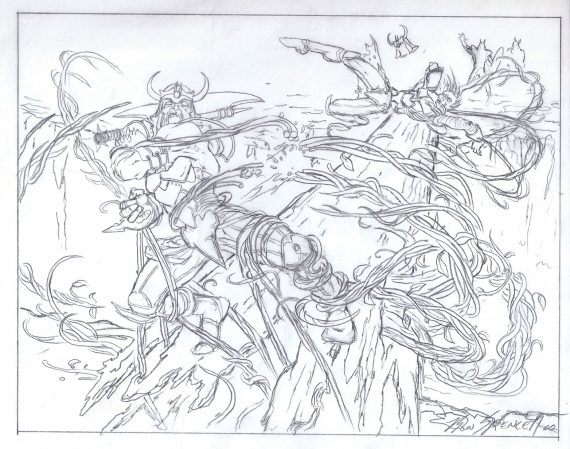 Ensnaring Bridge Original Magic: The Gathering Art (Prelim Sketch)