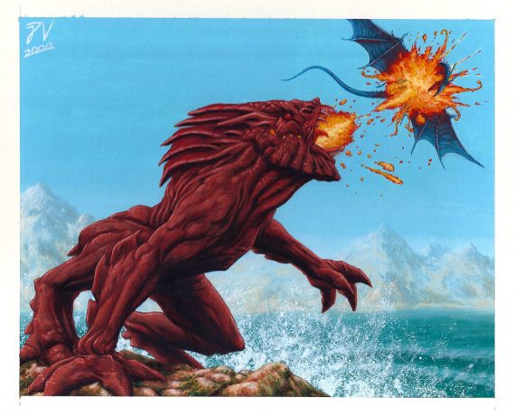 Flametongue Kavu Original Magic: The Gathering Art