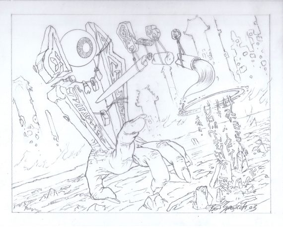 Kami of the Painted Road Original Magic: The Gathering Art (Prelim Sketch)