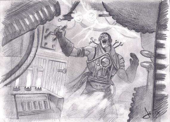 Laboratory Maniac Original Magic: The Gathering Art (Prelim Sketch)